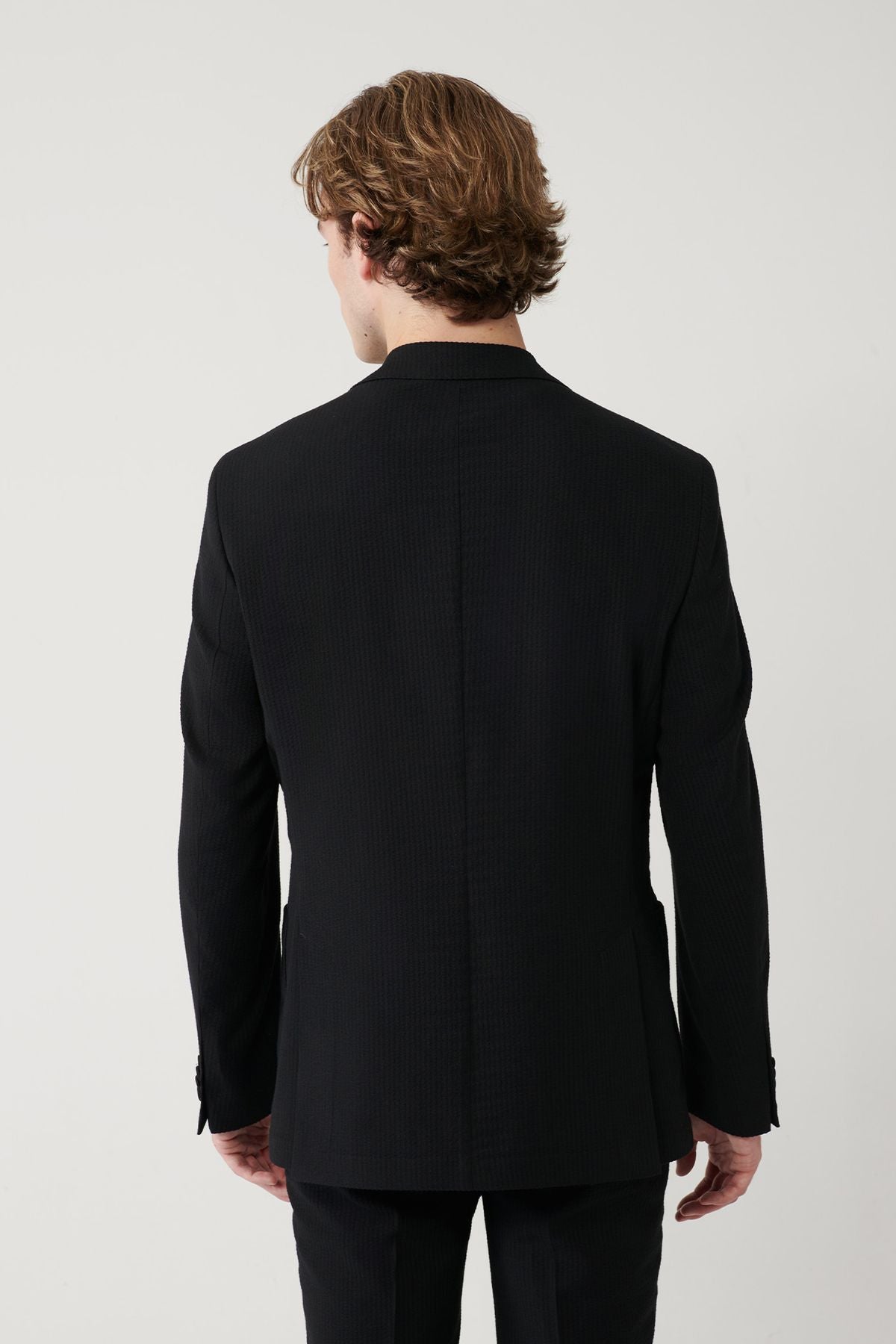 Men's black slit -free flexible fabric jacket A41y4000