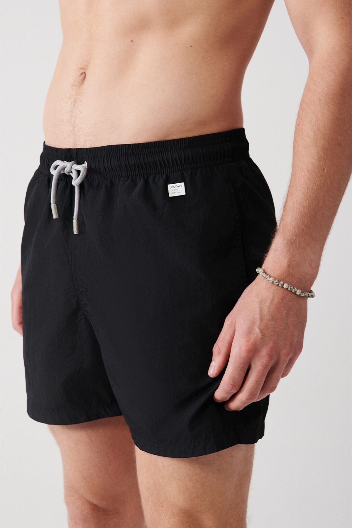Men's Black Fast Drying Standard Length Flat Special Transport Bag Swimsuit Sea Short A31y3800