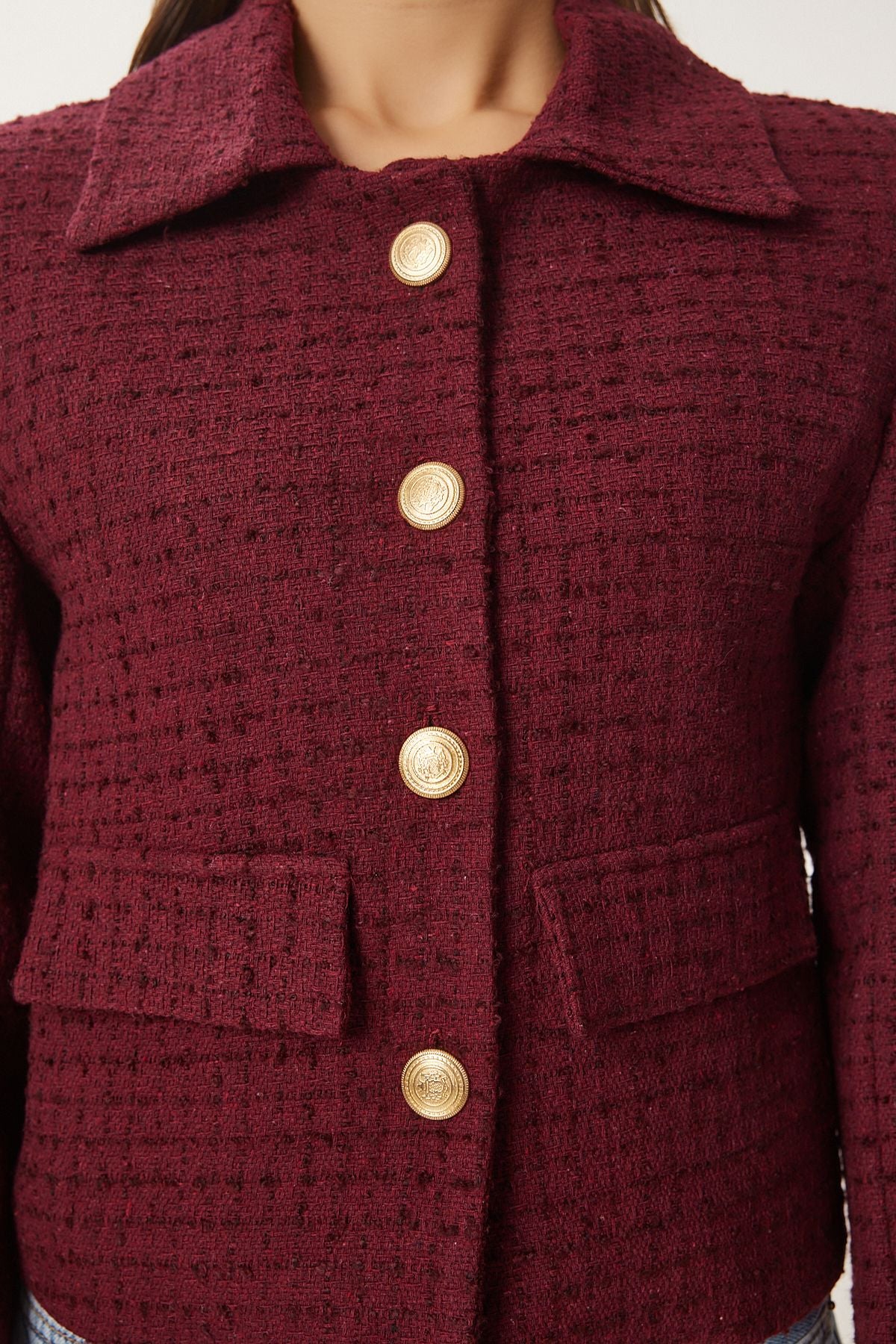 Women Bordeaux Tüvit Crop jacket to00039