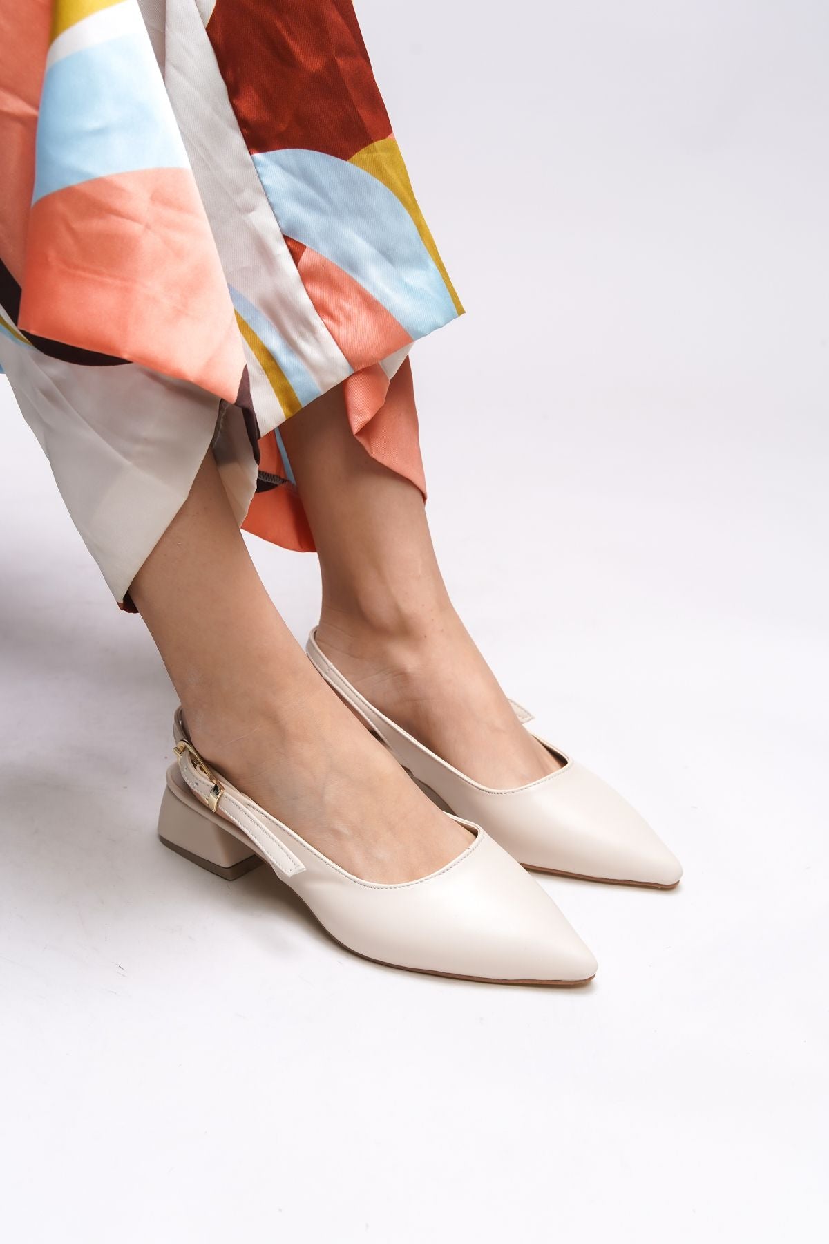 Tyltora Behind the Back of the Woman Open Pointed Nose Heeled Shoes 0012303 Skin