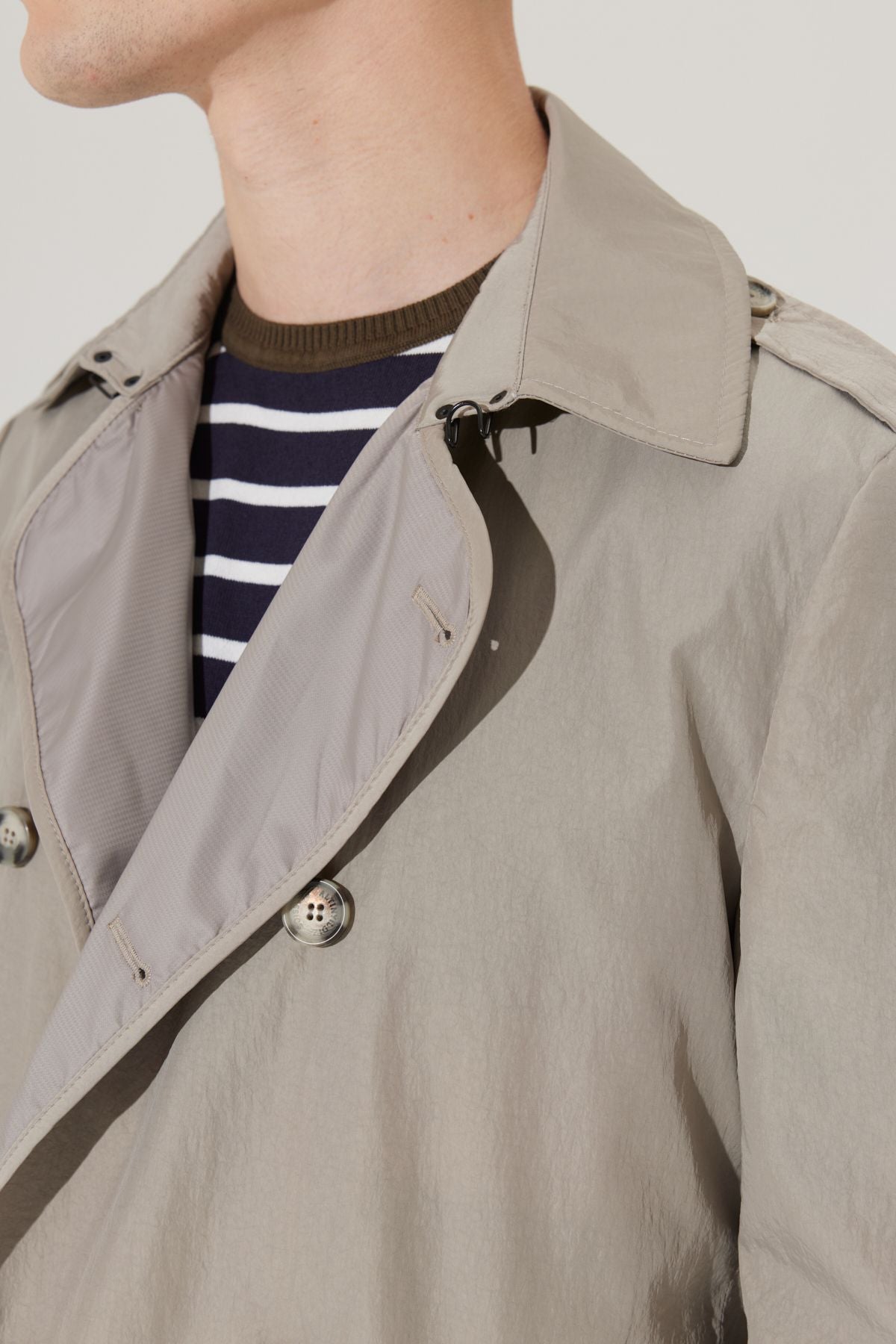 Men's Beige Standard Fit Normal Cutting Trench coat