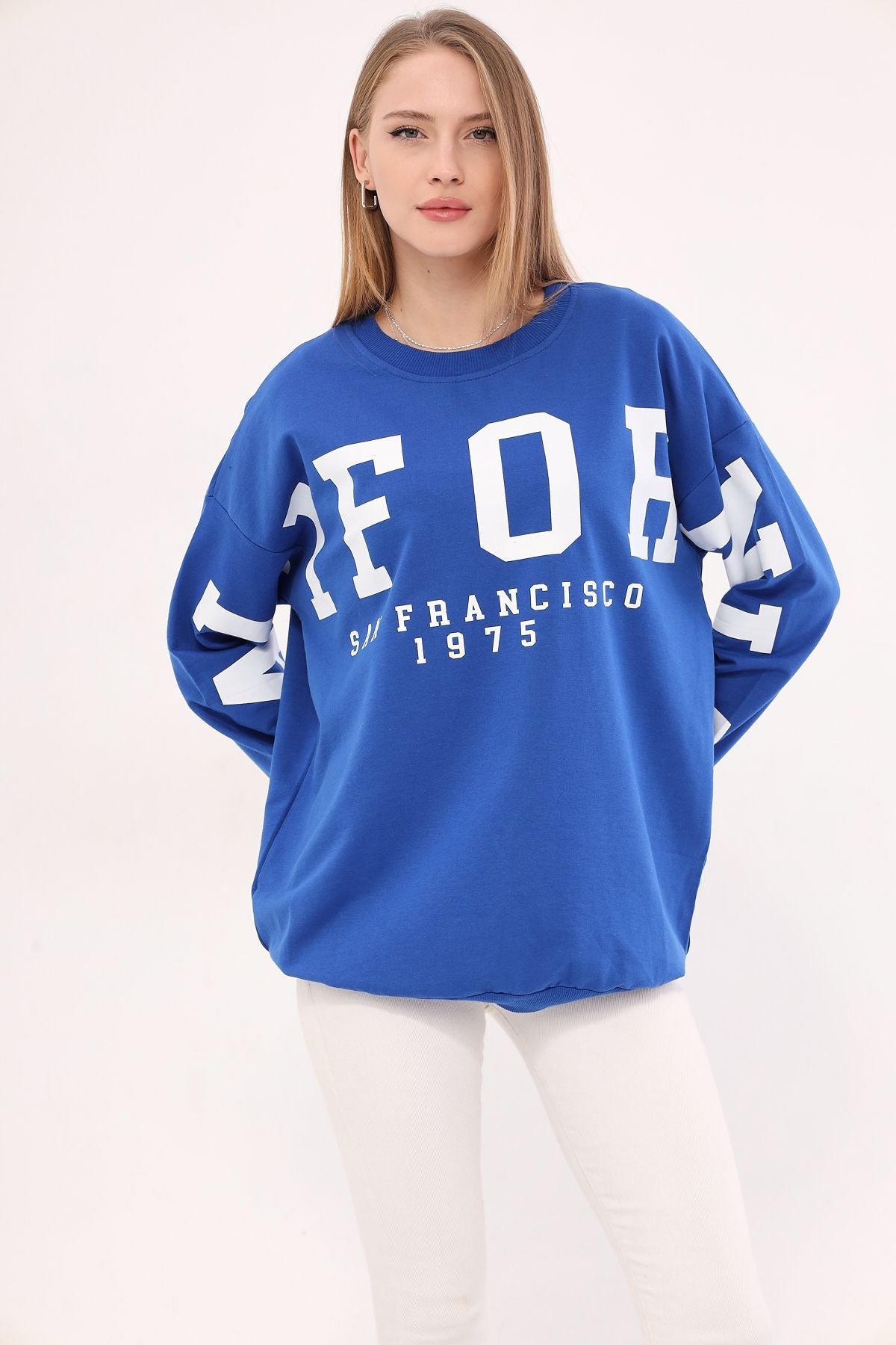 Female Saks Cycling Bike Calıfornia Printed Oversize Sweatshirt ARM-25K001023