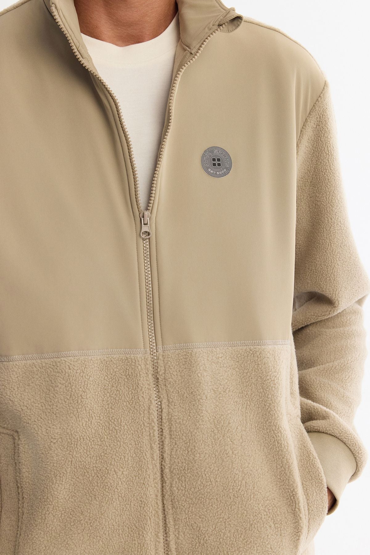 Men's mink -resistant vertical -collar printed zipper with zipper
