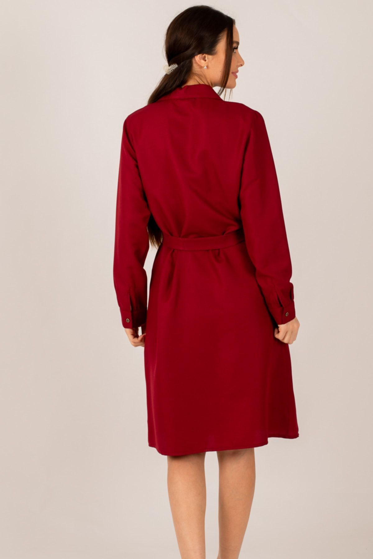 Woman Bordeaux Long Shirt Dress ARM-22K001141