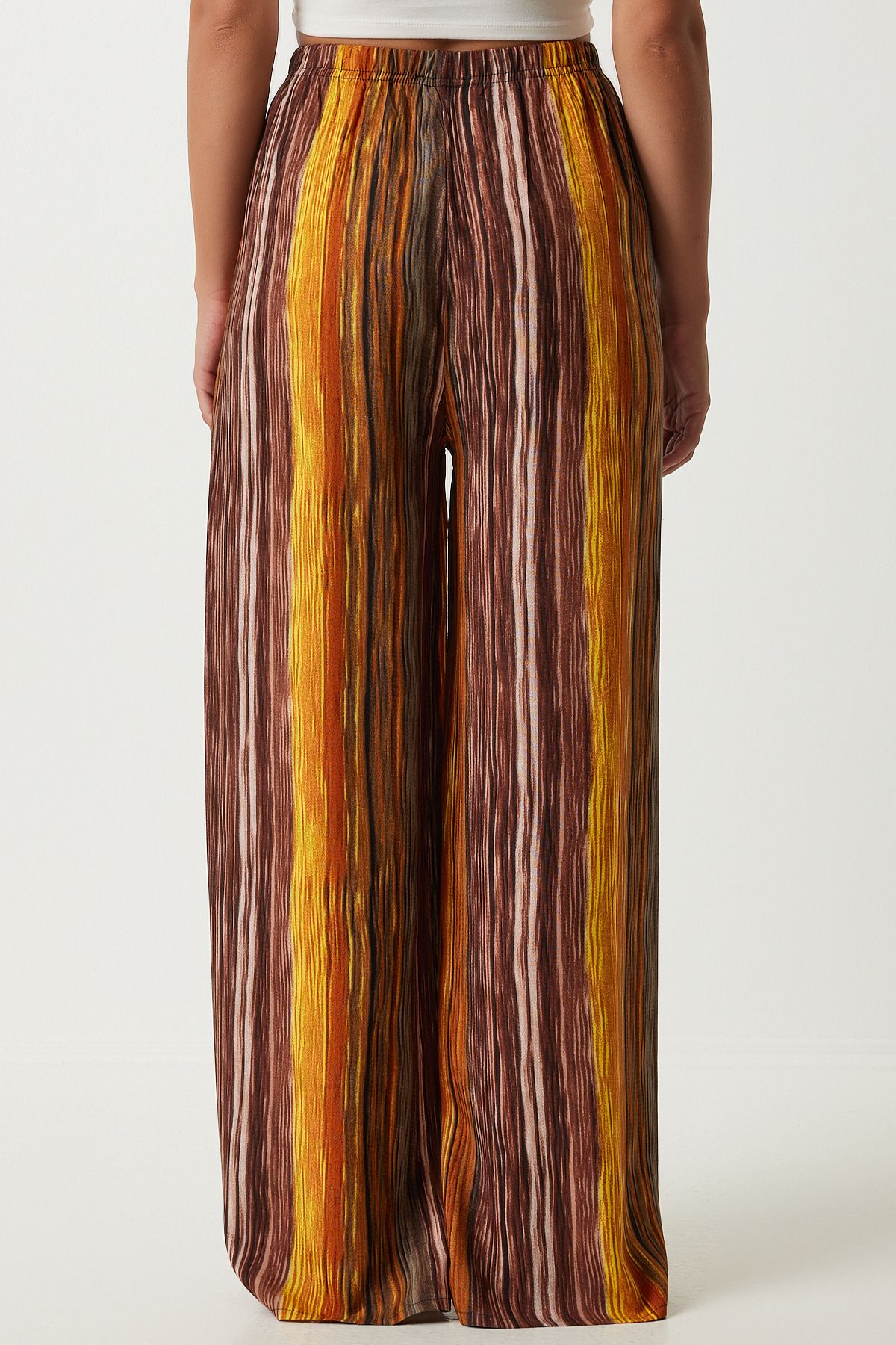 Female Brown Patterned Viscose Palazzo Pants EN00606