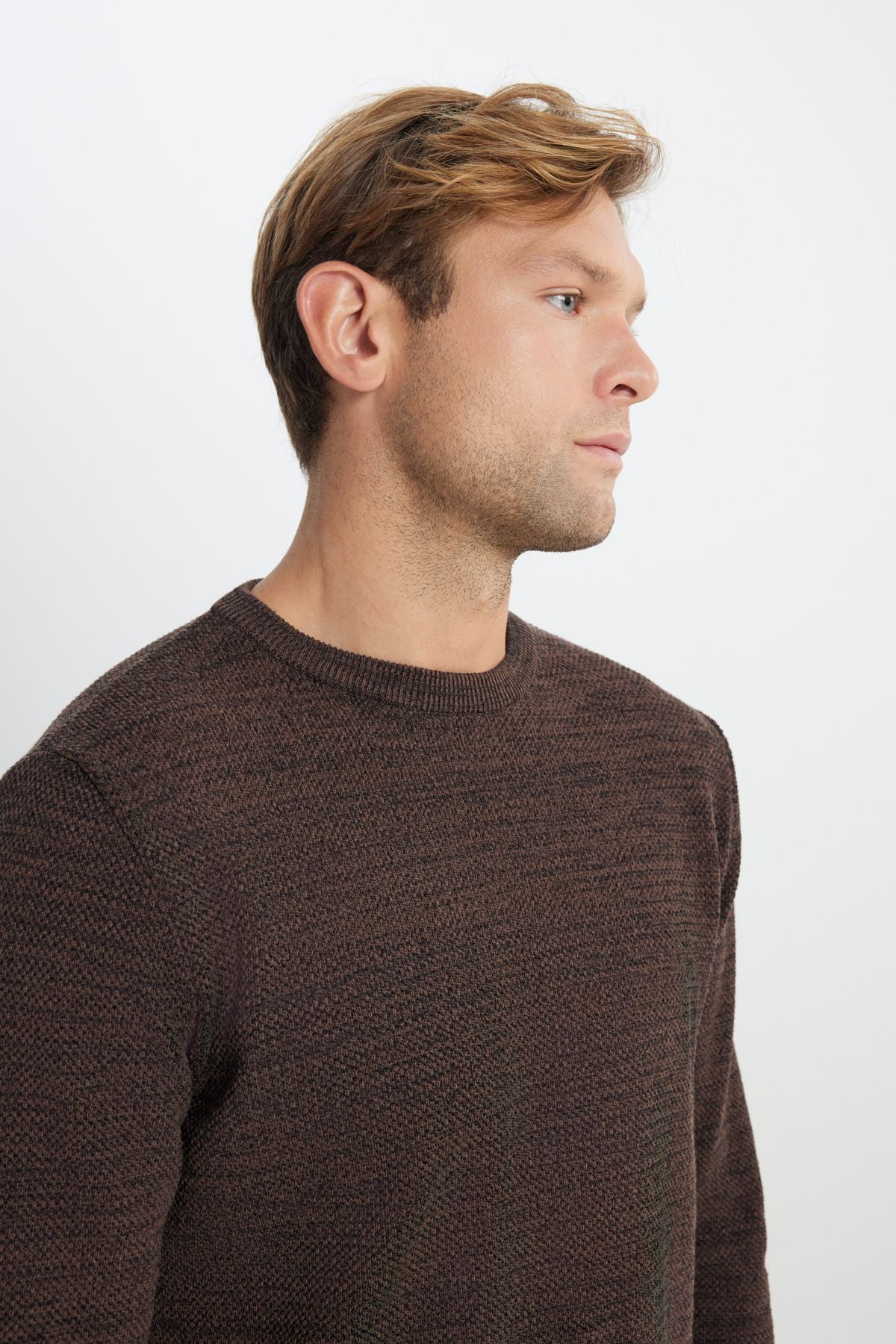 Men's black - coffee standard fit bike collar pattern knitwear sweater
