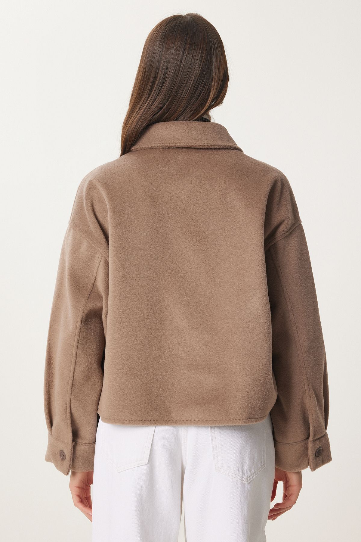 Female mink wide pocket soft stamp jacket FN03445