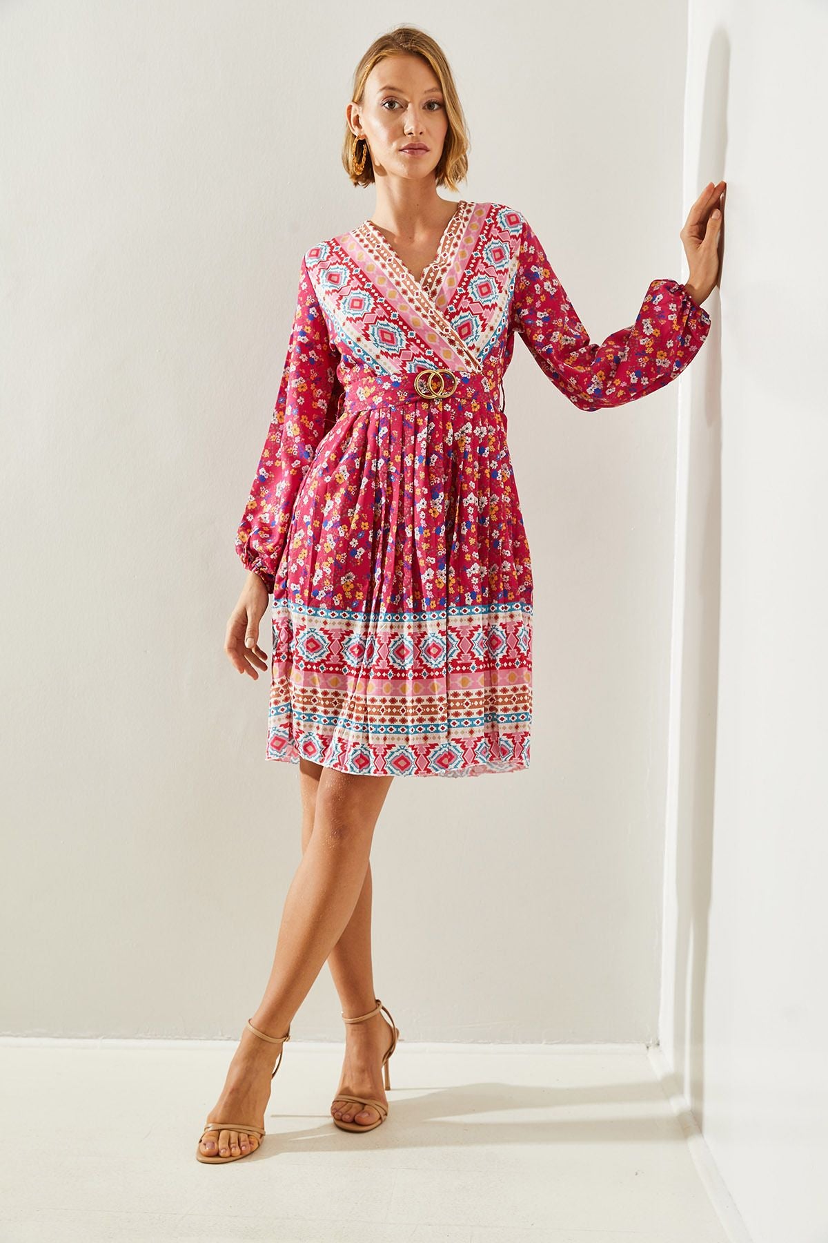 WOMEN'S SOLIDER BOLE FLOWER PATTERN PATTERNED DRESS 22138 60251604