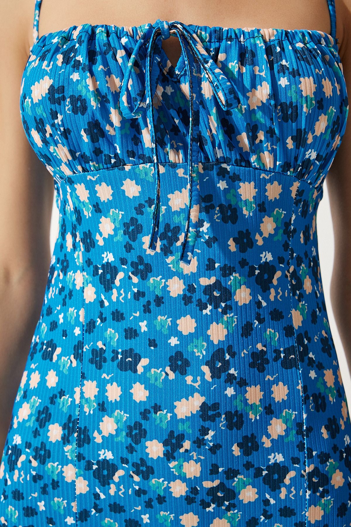 Woman Blue Black Flower Sweting Summer Dress CI00029