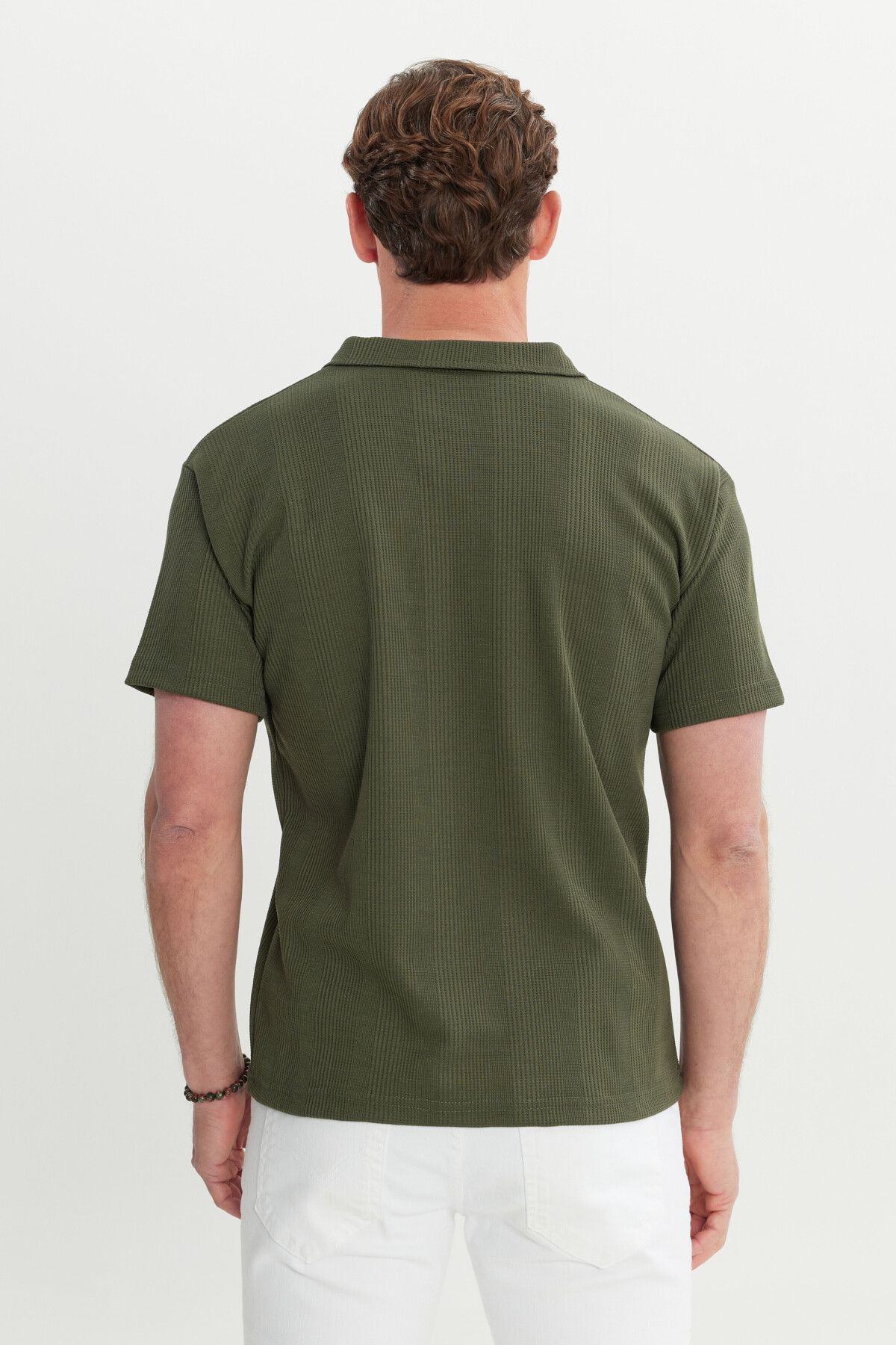 Men's Khaki Relax Fit Casual Cut Polo Yaka T -shirt