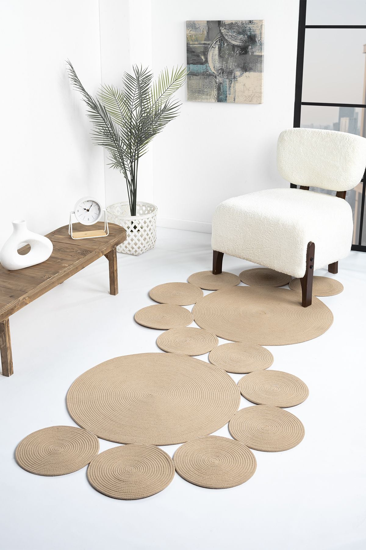 Naturel Round Wicker Hand Woven Carpet Carpet Rug Rug apartment 1