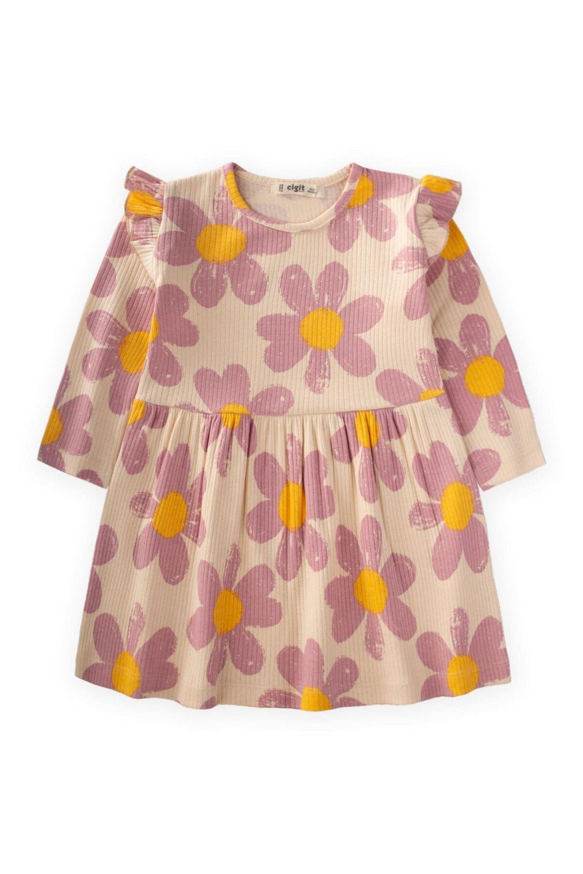 Seasonal Tunic with Flower Patterned 2-6 Years Ecru