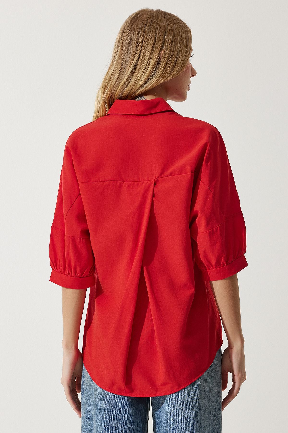 Woman Red Balloon Sleeze Poplin Shirt DD01308