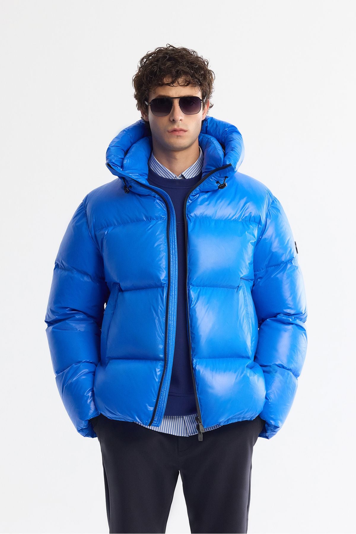 Male Saks Hooded Goose Feather Water Driving Windproof -20 degrees resistant inflatable coat A42y6182