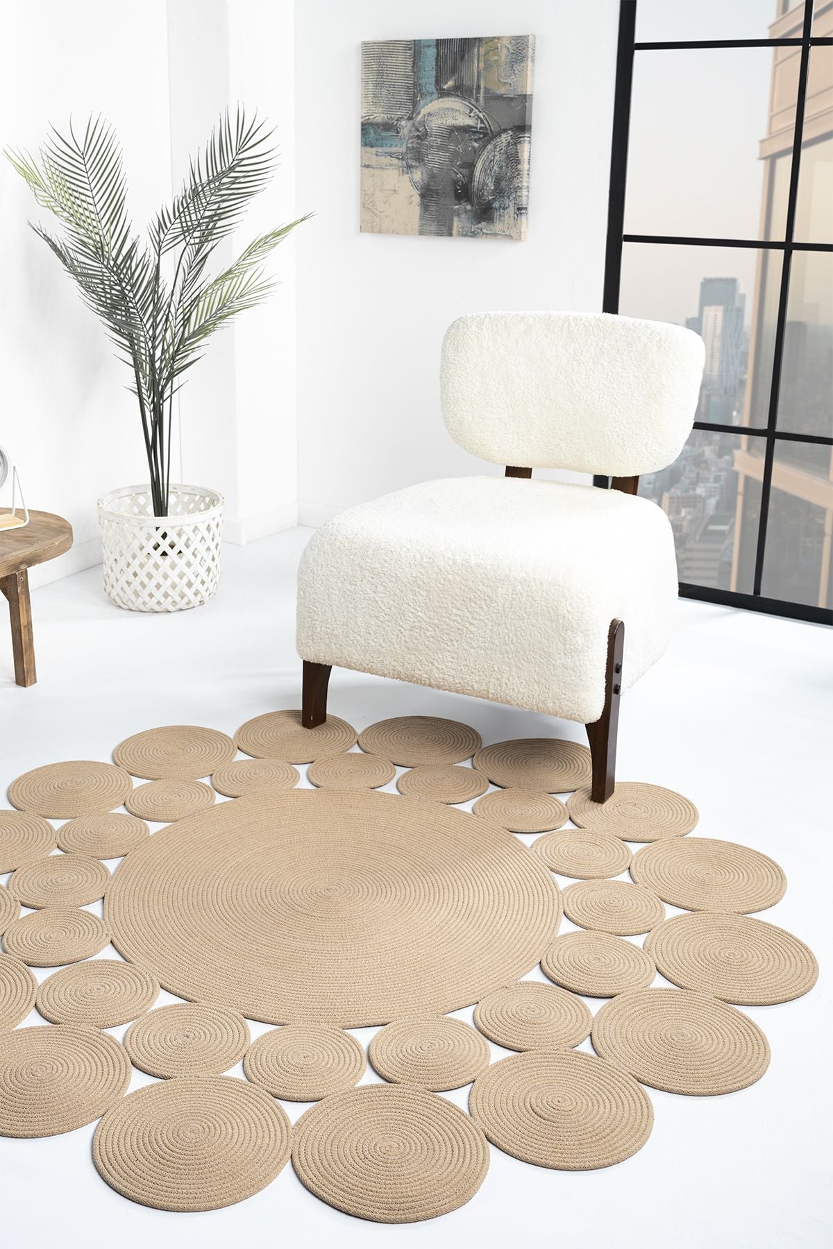 Naturel Round Wicker Hand Woven Carpet Carpet Rug Rug apartment 1