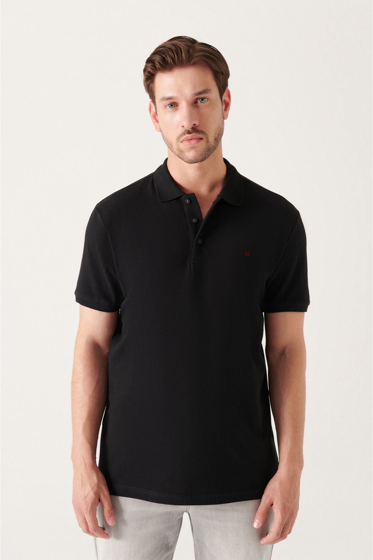 Men's black 100 %cotton cool, Polo Yaka T-shirt E001004