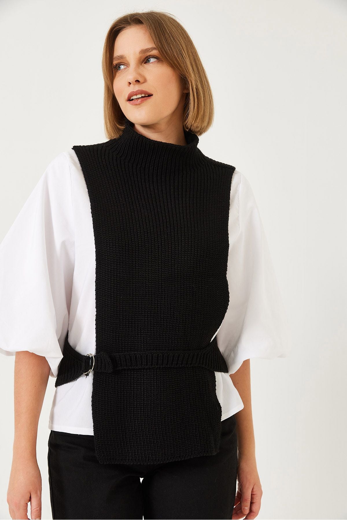 Women's side -binding sweater shirt