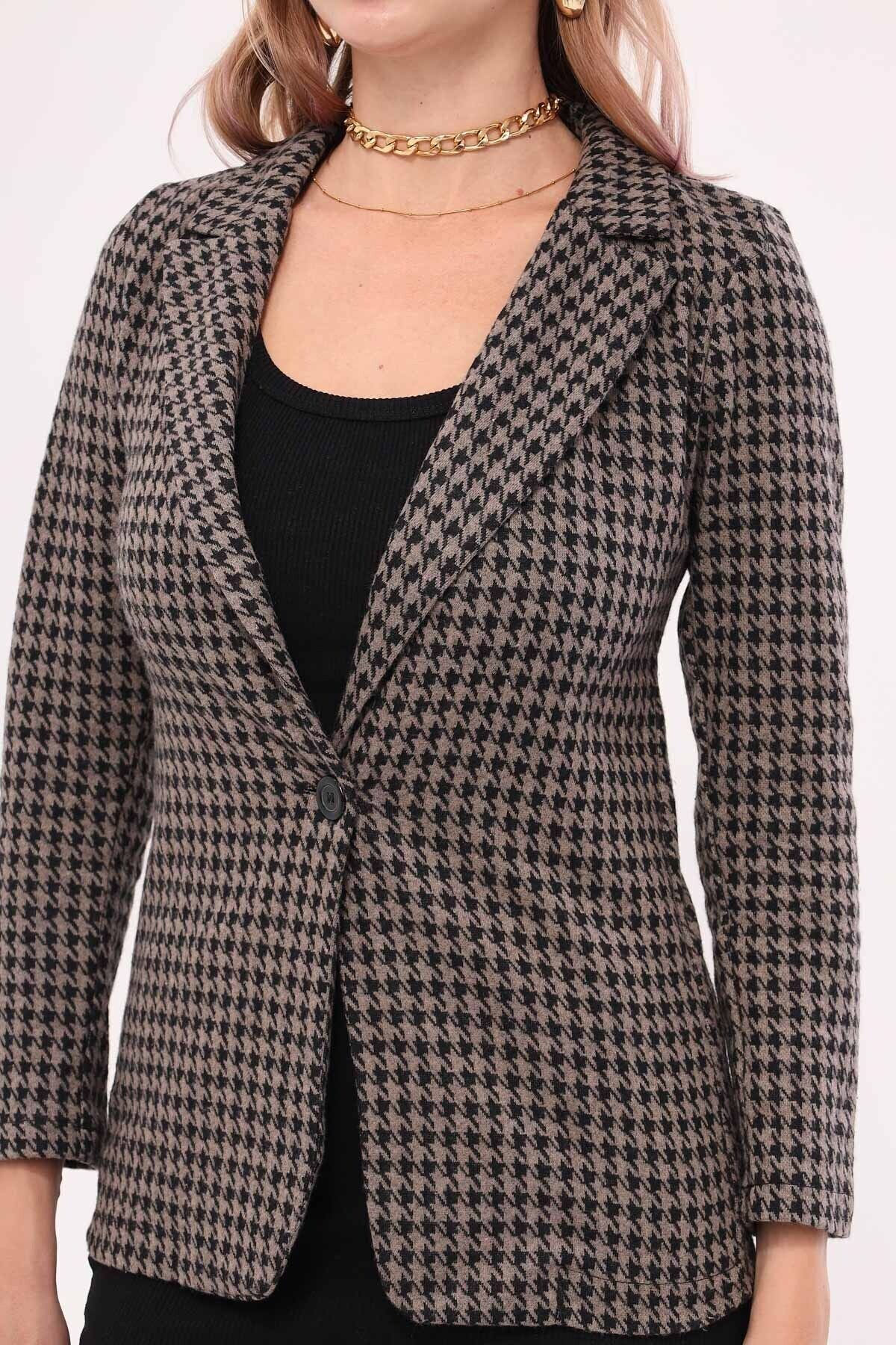 Female mink sweat pattern single button jacket ARM-20K001121