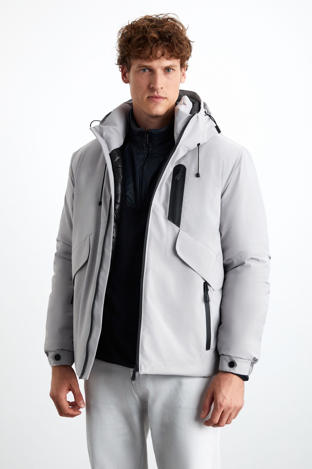 Randers Men's 100 %Polyester Hooded Water Repulsive Stone Coat