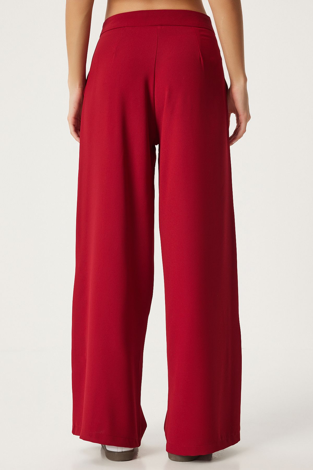 Woman Red Pleated Weaving Palazzo Pants UL00038