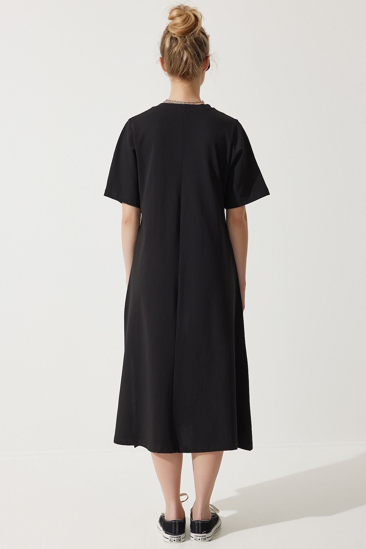 Female black bike collar with plenty of relaxed combed dress BP00158