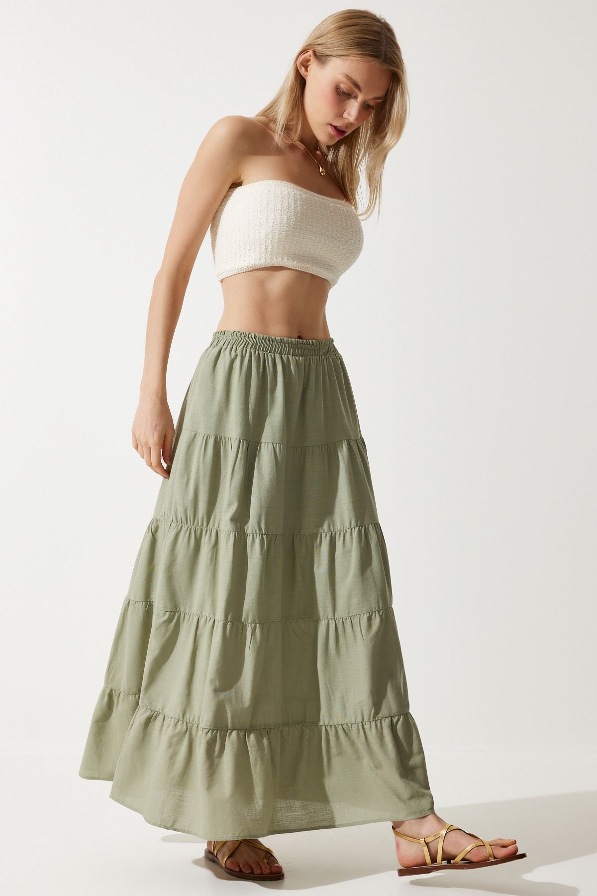 Woman Khaki Gaki Summer with plenty of comfortable skirt rg00036