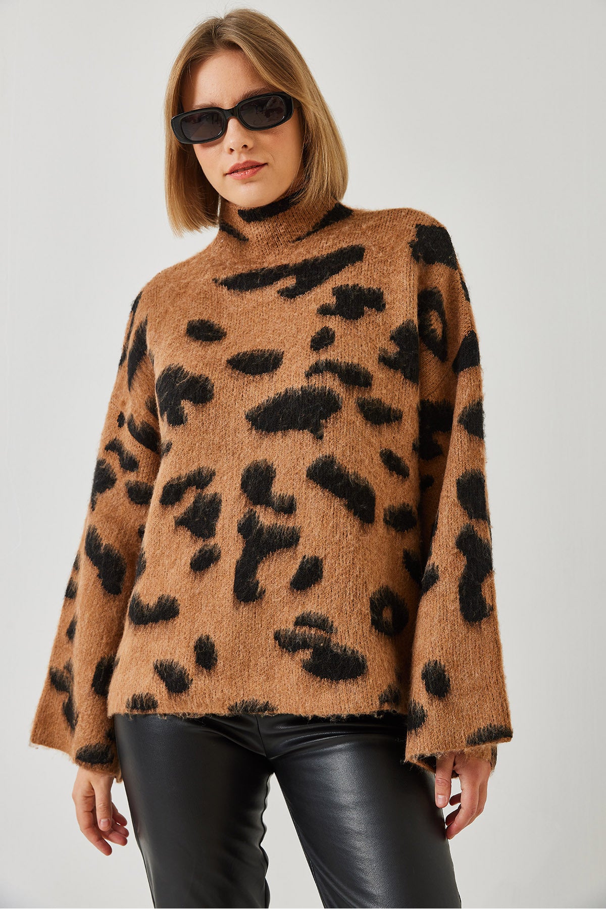 Women's Half Turtleneck Patterned Knitwear Sweater 241188 60261035