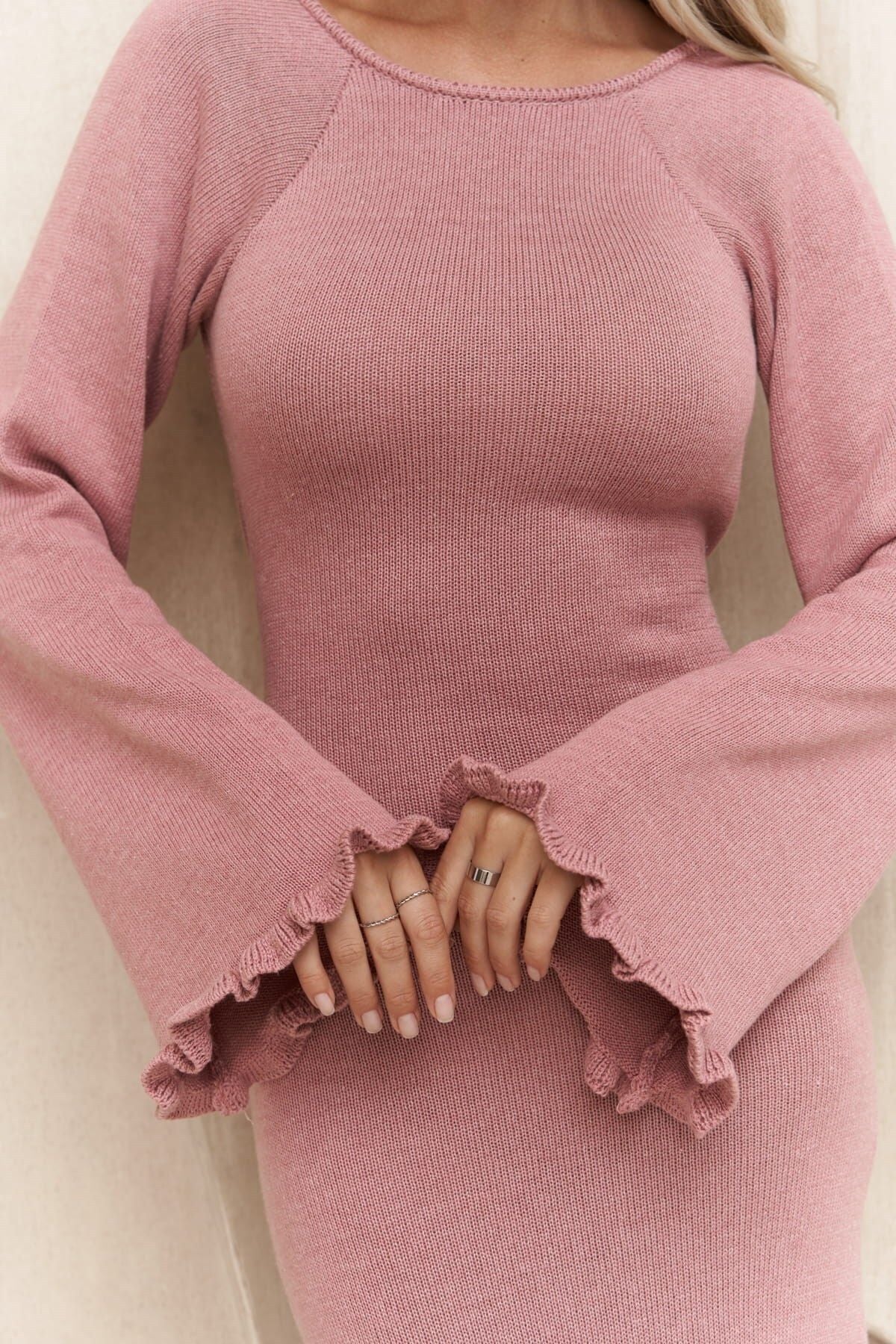 Angela Back Décollette Pink knitwear dress