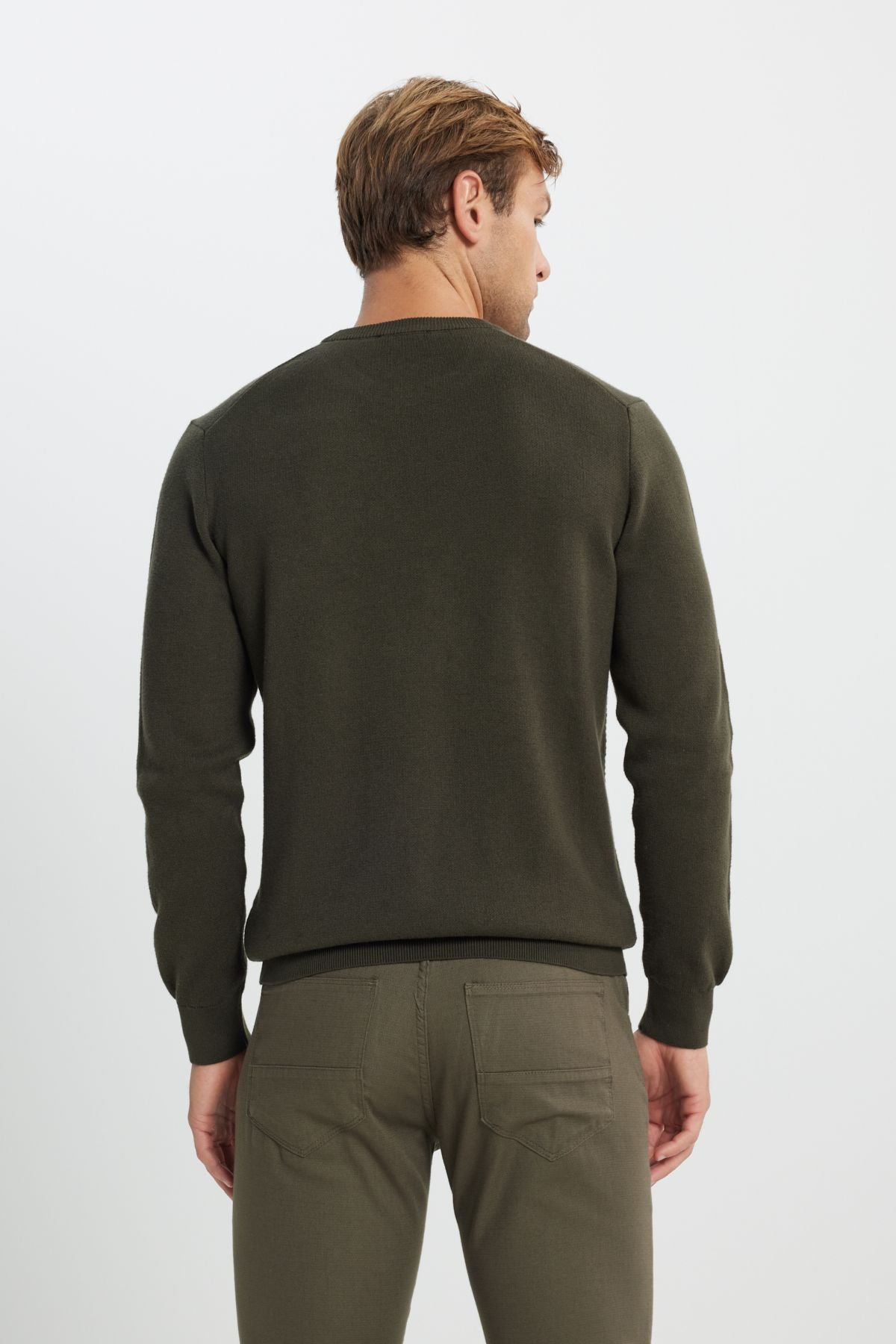 Men's Khaki Cotton Standard Fit Normal Cut Normal Cycling Bike Patterned Knitwear Sweater