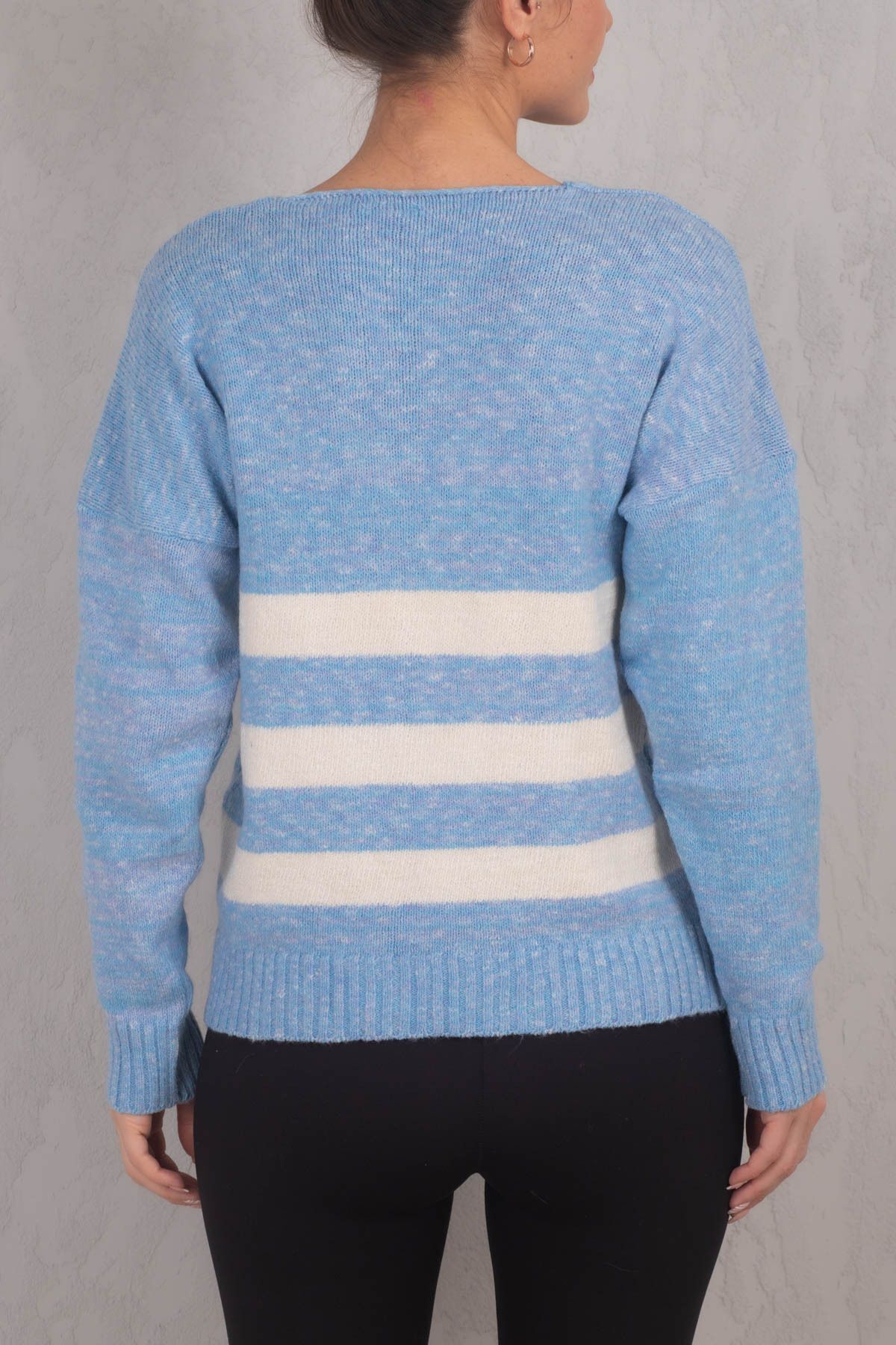 Woman Blue Lily V Yaka striped knitwear sweater ARM-24K012016