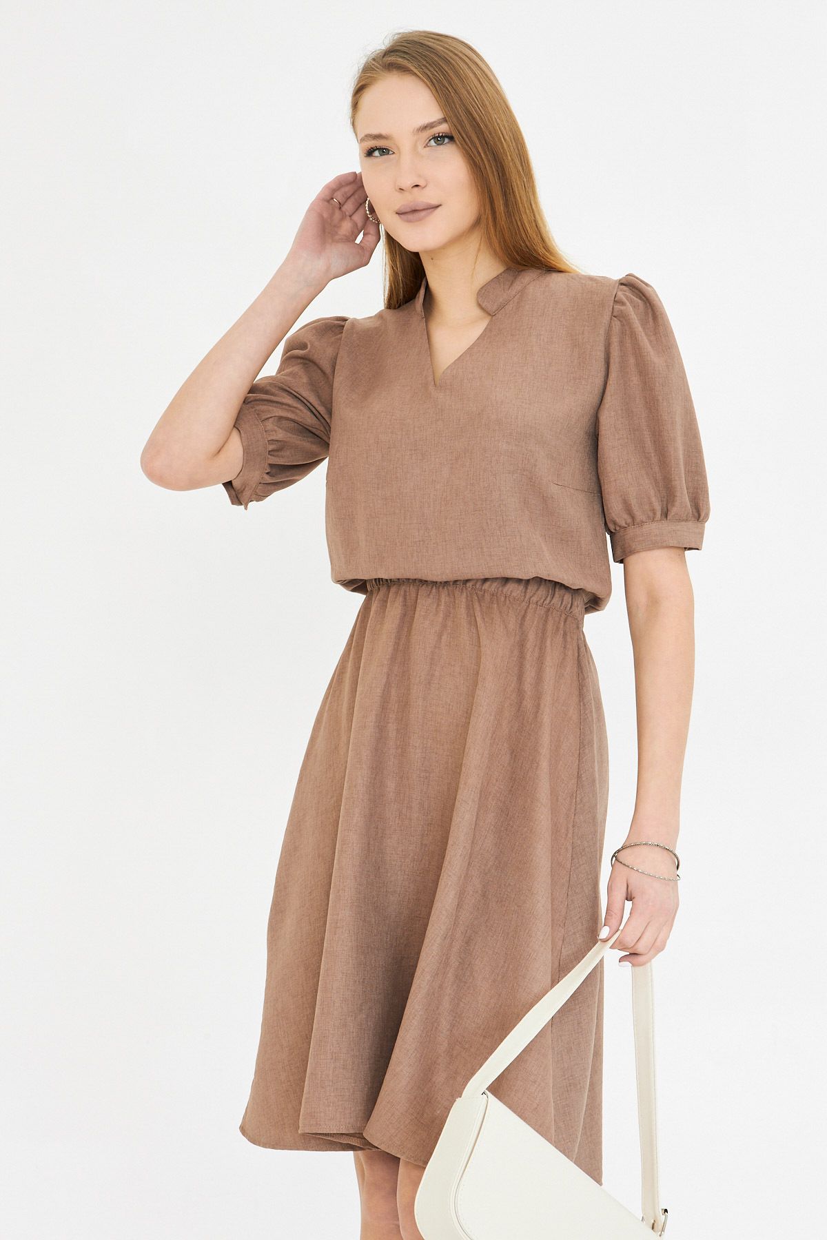 Woman Vizon V-Yaka Waist Waist Tire Short Sleeve Clash Dress ARM-25Y001001
