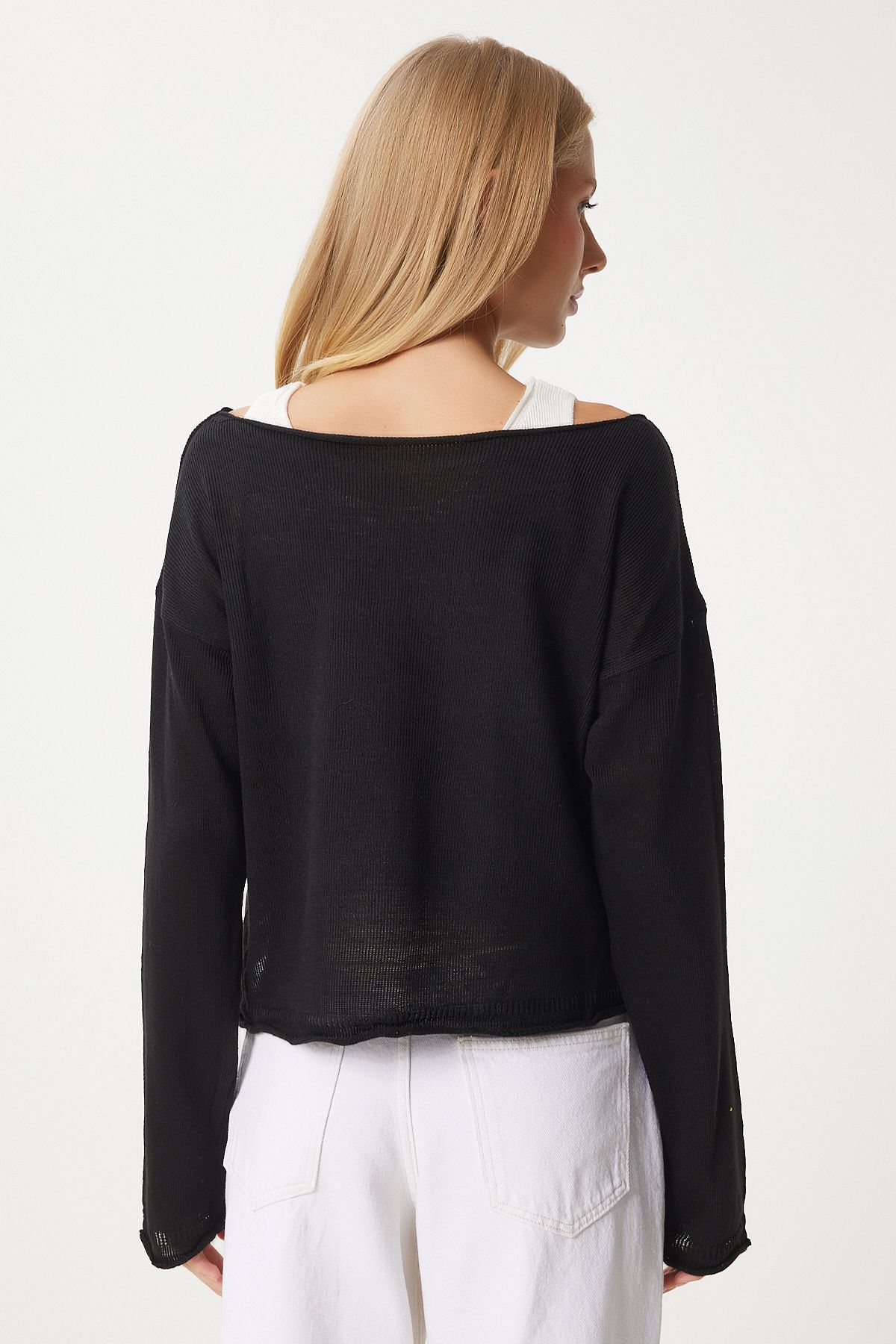 Women's Black Athlete Binary Knitwear Blouse MT00152