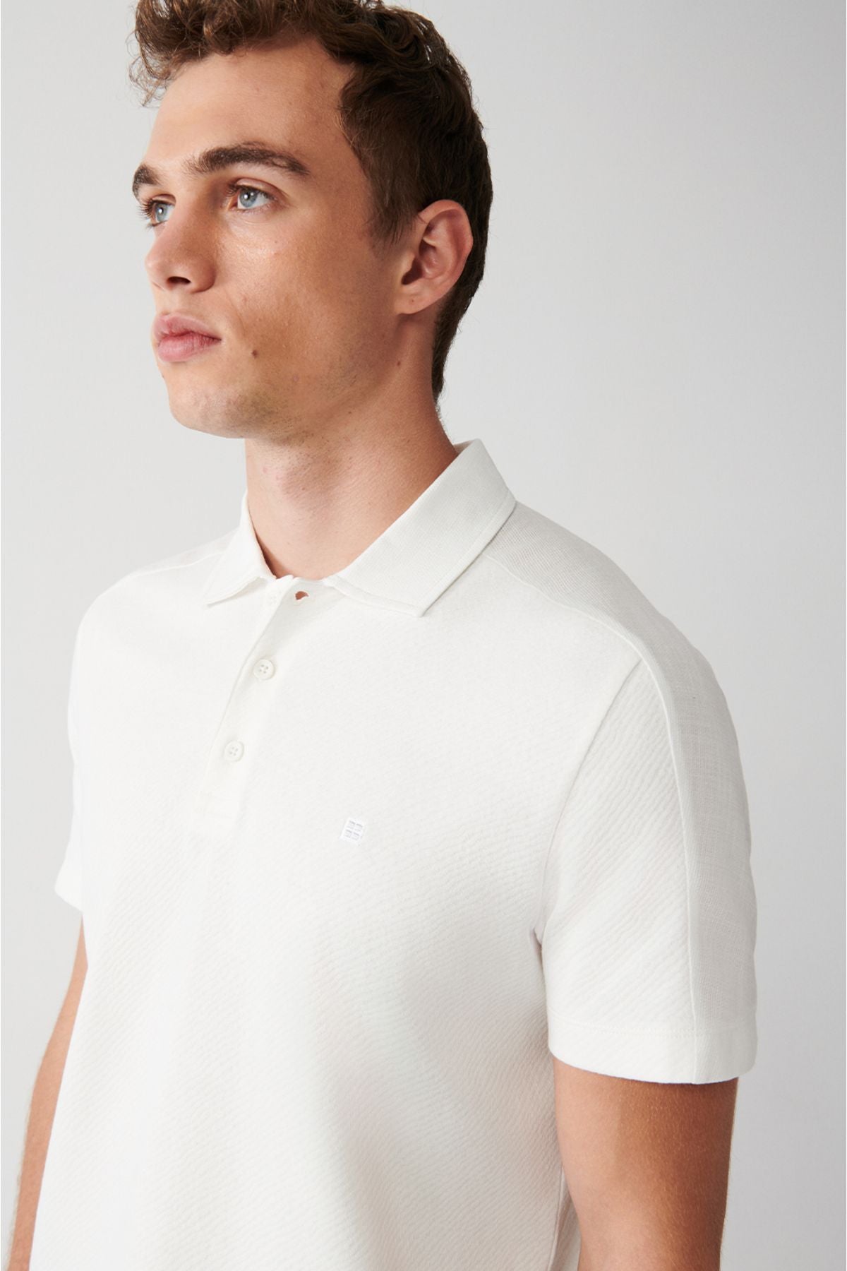 Men's White 100 %Cotton Polo Yaka T-Shirt A31y1021
