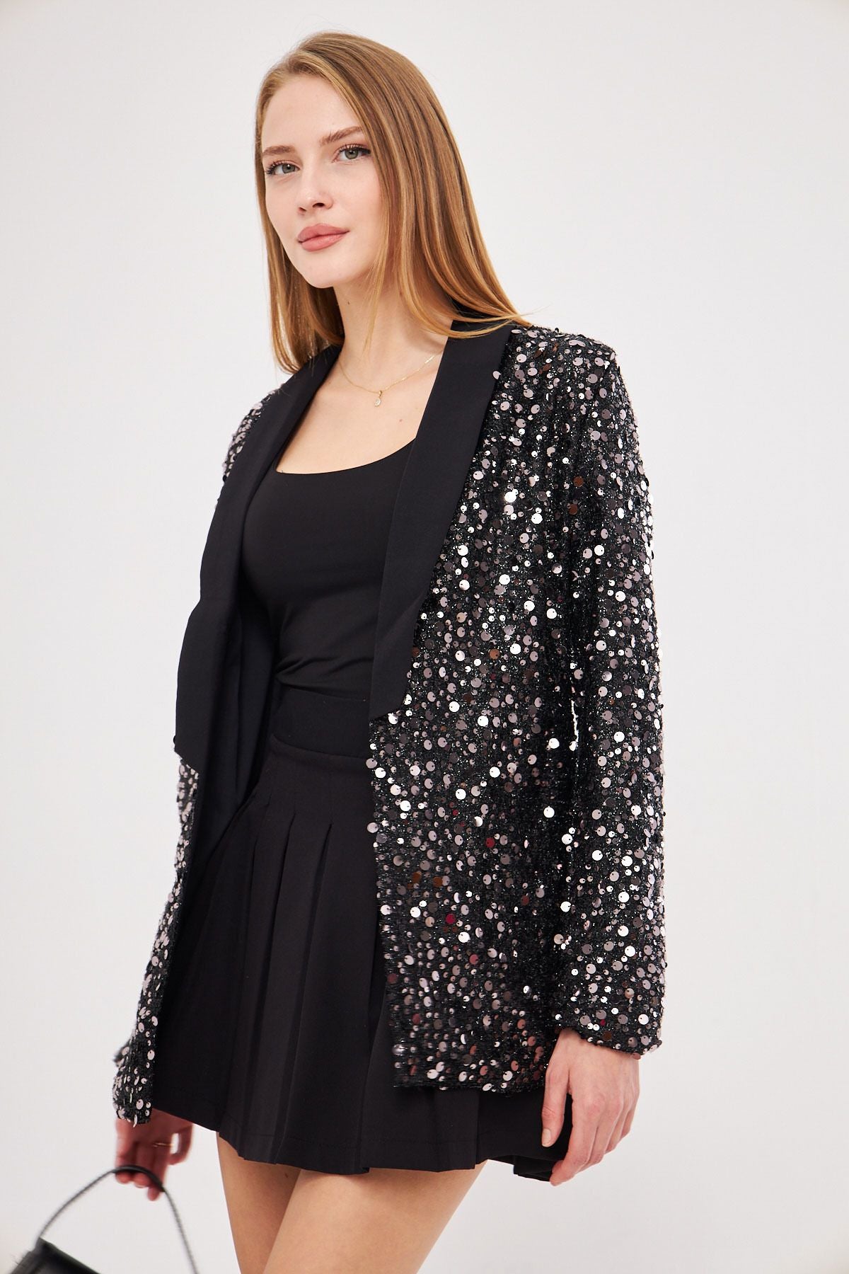 WOMEN'S BLACK SHOPPING PASTER SERVICE JACKET ARM-24K001052