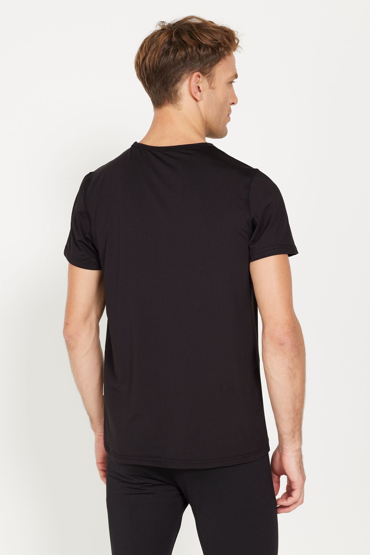 Men's heat, breathing thermal black standard standard fit normal cut flexible underwear T -shirt