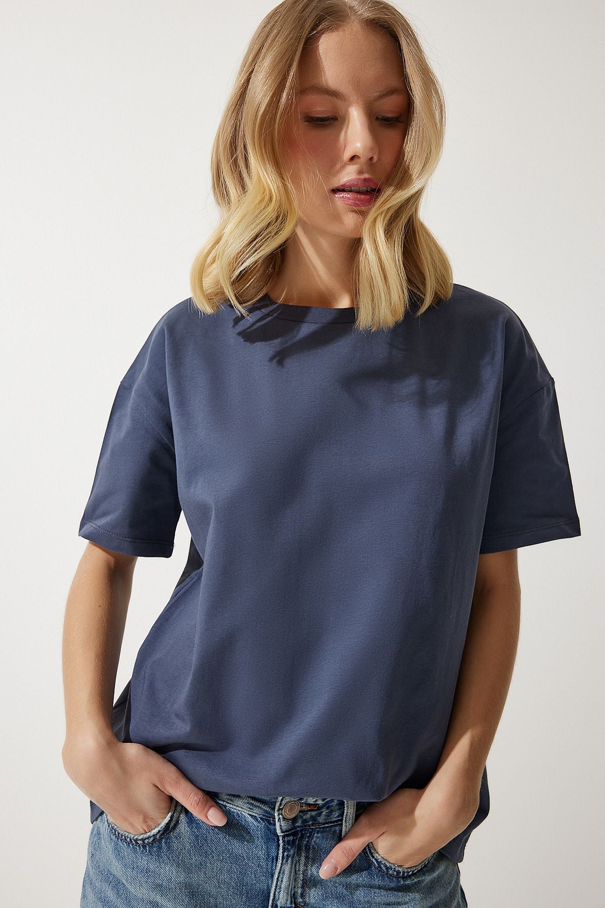WOMEN SMOKED BASIC COTTON T-SHIRT BP00151