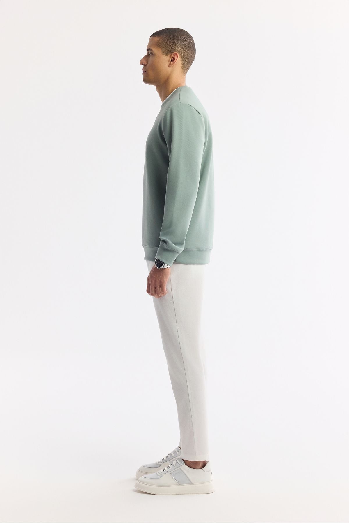 Men's Mint Green Bicycle Collar Printed Interlok Sweatshirt A51y1235