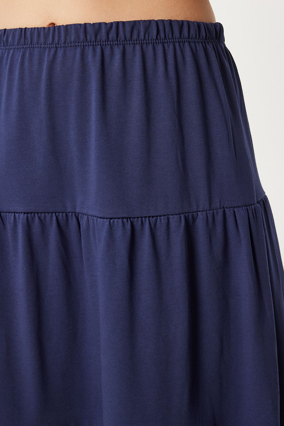 Woman Navy blue Oversize T-shirt Volan knitted skirt set UB00291