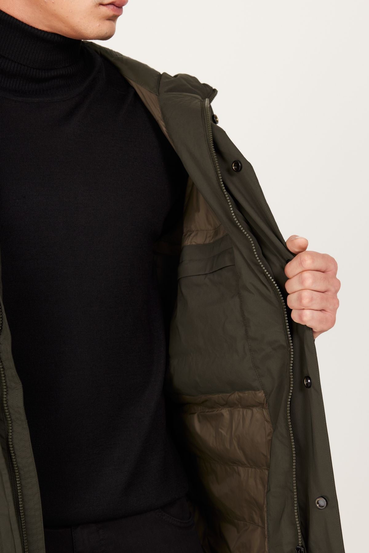 Male Khaki Standard Fit Normal Cut Hooded Coat