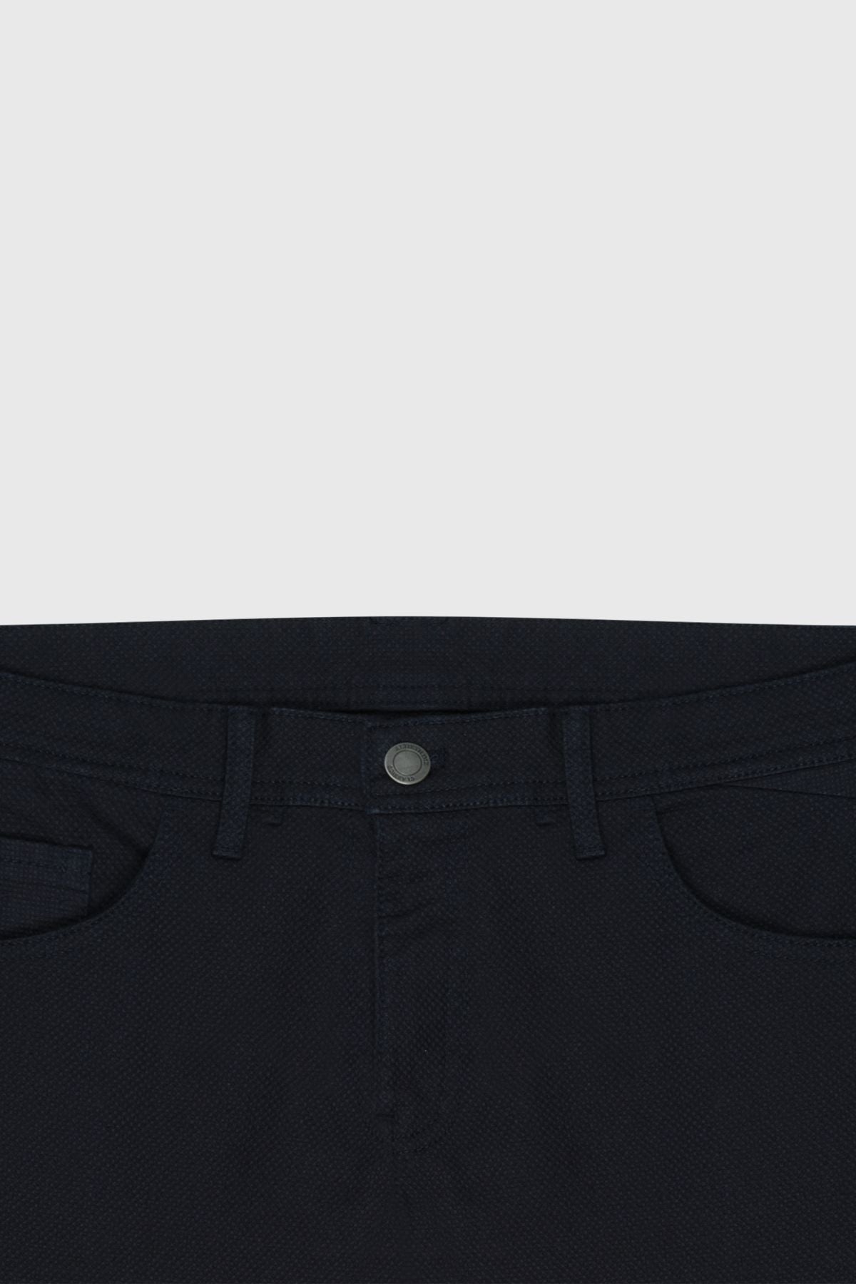 Men's navy blue slim fit narrow -cut cotton flexible flexible 5 pocket pants