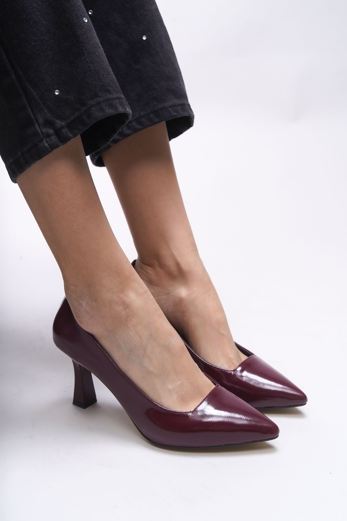 Nerironyn Female Heels Shoes 0012967 Bordeaux Patent Leather