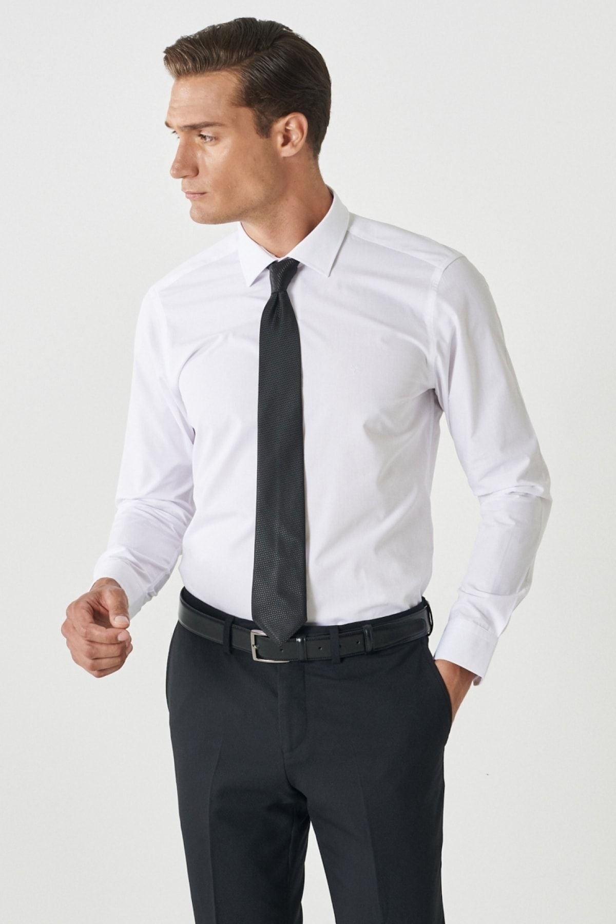 Men's White Tailorered Slim Fit Narrow Cut Shirt