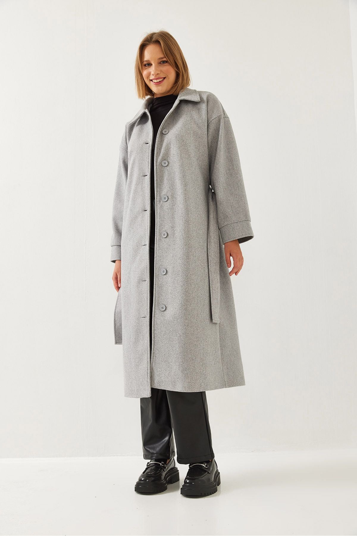 Female belt long stamp coat 2498 60261002