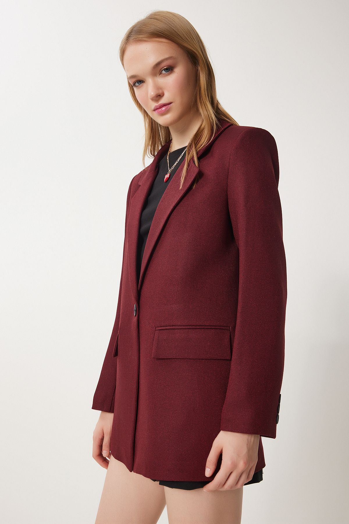 Woman Bordeaux Paddy Woven Blazer Jacket HL00005