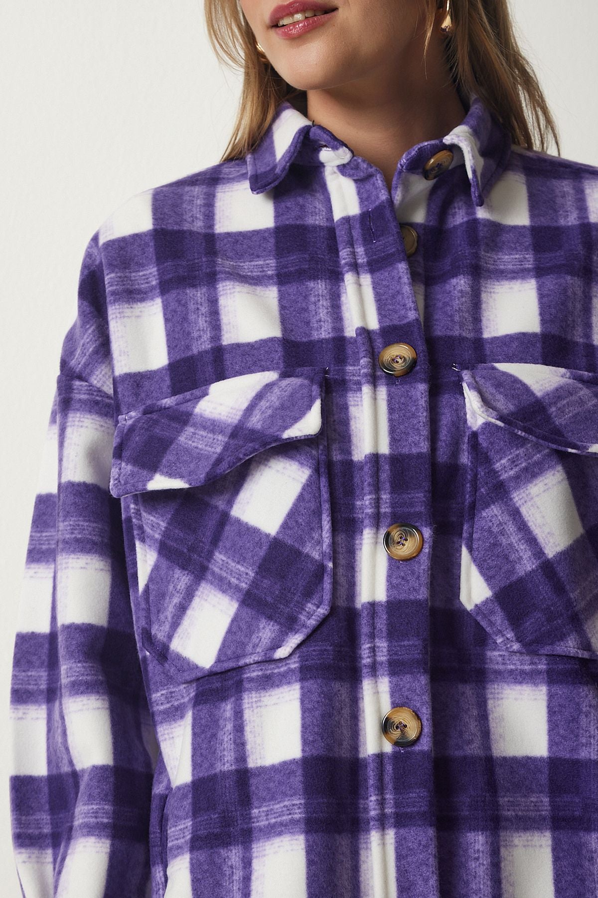 Woman Purple Woody Polar Shirt Jacket UB00122