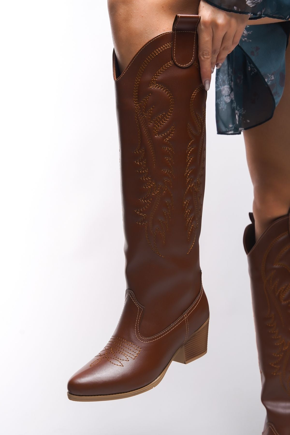 Zreidira Women's Embroidery Western Boots 001290 Taba Skin