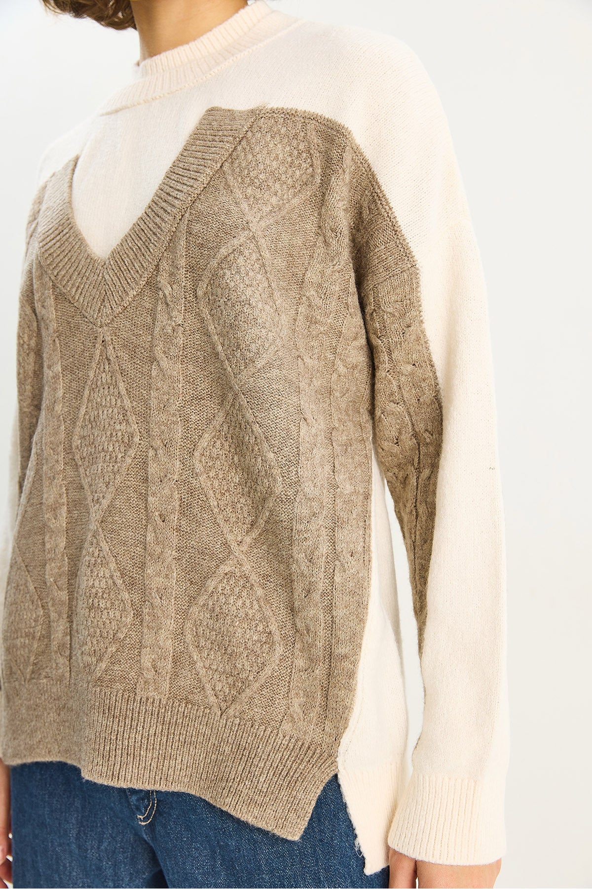 Women's Color Blocked Oversize Knitwear Sweater TK251078 60283721