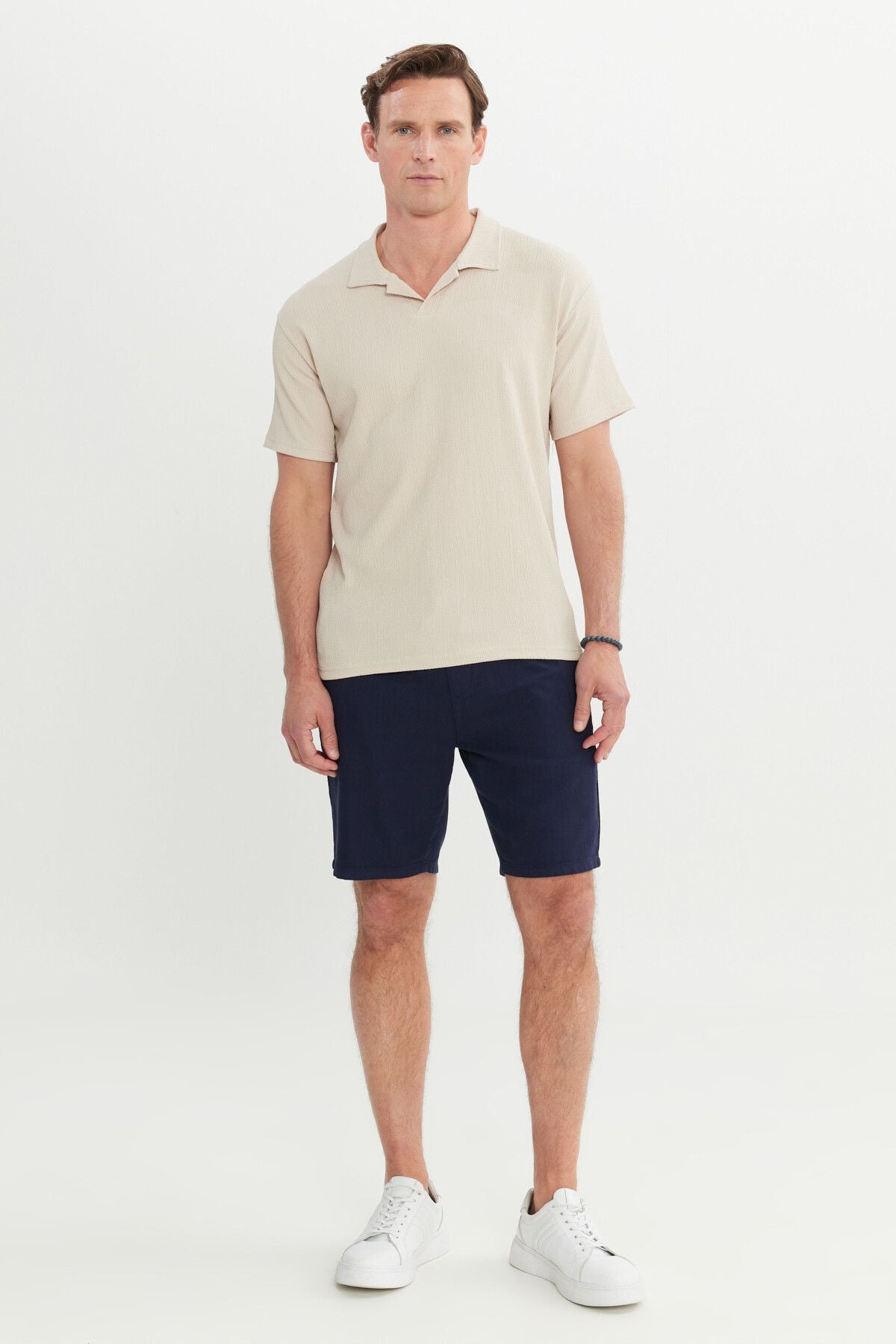 Men's Beige Relax Fit Casual Cut Polo Yaka T -shirt