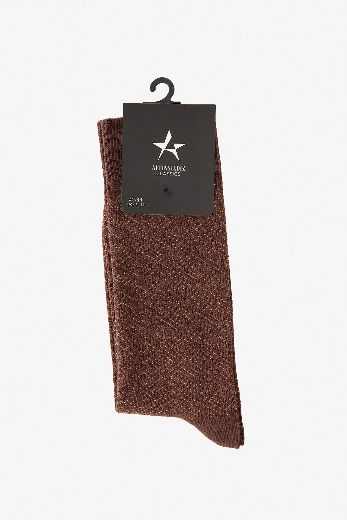 Men's Coffee-Bej Cotton Flexible Patterned Single Socket Socks