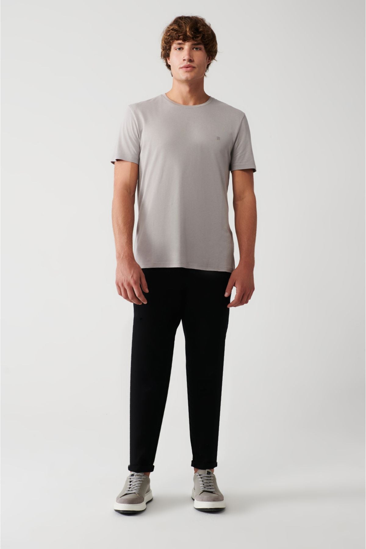 Men's Stone Ultrasoft Bicycle Collar Flat Modal T-Shirt B001171